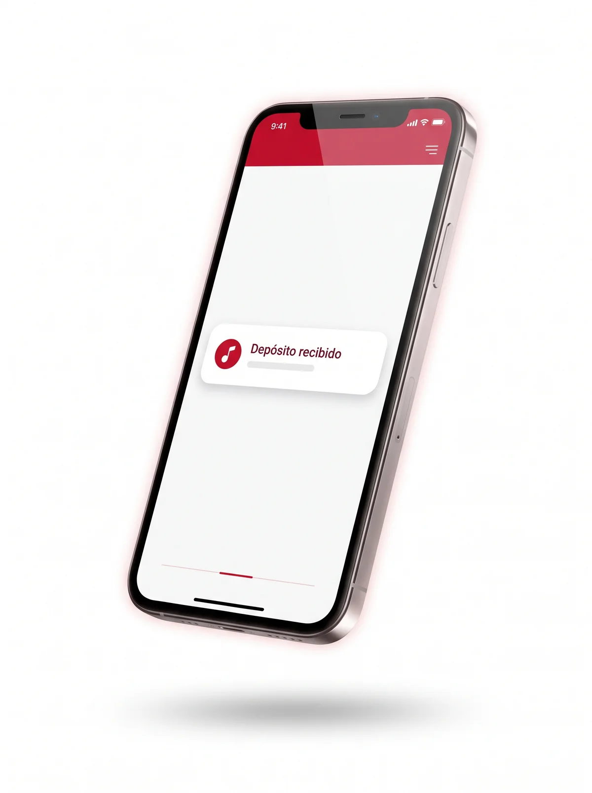 Notificación de depósito recibido en la app EJE Ejecutantes