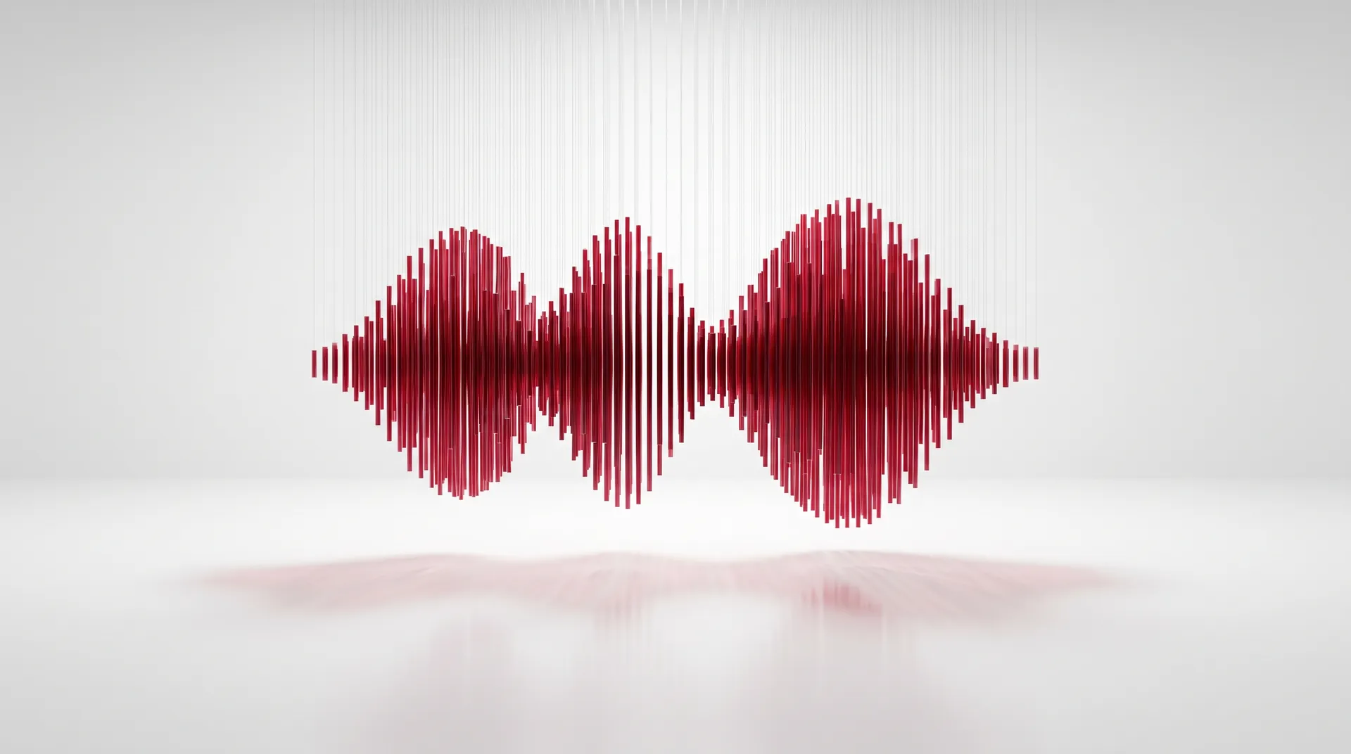 Escultura de onda de audio en rojo EJE